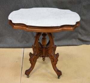 [SOLD]  Walnut Turtle Top Marble Table