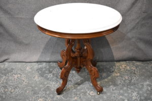 Eastlake Walnut Oval Marble Top Table